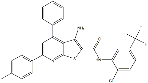 3-amino-N-[2-chloro-5-(trifluoromethyl)phenyl]-6-(4-methylphenyl)-4-phenylthieno[2,3-b]pyridine-2-carboxamide 结构式