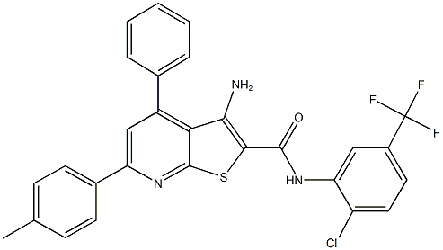 3-amino-N-[2-chloro-5-(trifluoromethyl)phenyl]-6-(4-methylphenyl)-4-phenylthieno[2,3-b]pyridine-2-carboxamide,352435-37-1,结构式