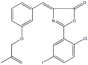 2-(2-chloro-5-iodophenyl)-4-{3-[(2-methyl-2-propenyl)oxy]benzylidene}-1,3-oxazol-5(4H)-one Struktur