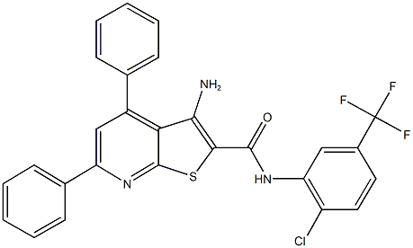 3-amino-N-[2-chloro-5-(trifluoromethyl)phenyl]-4,6-diphenylthieno[2,3-b]pyridine-2-carboxamide,352435-55-3,结构式