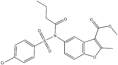 methyl 5-{butyryl[(4-chlorophenyl)sulfonyl]amino}-2-methyl-1-benzofuran-3-carboxylate 结构式