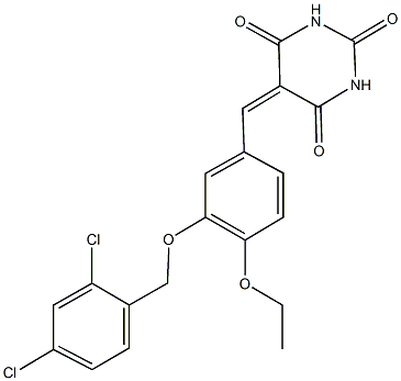 5-{3-[(2,4-dichlorobenzyl)oxy]-4-ethoxybenzylidene}-2,4,6(1H,3H,5H)-pyrimidinetrione Structure