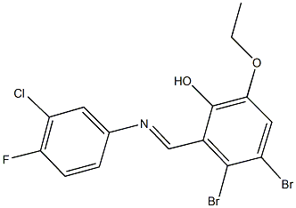 3,4-dibromo-2-{[(3-chloro-4-fluorophenyl)imino]methyl}-6-ethoxyphenol Structure