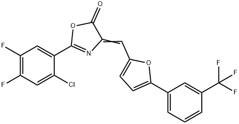 2-(2-chloro-4,5-difluorophenyl)-4-({5-[3-(trifluoromethyl)phenyl]-2-furyl}methylene)-1,3-oxazol-5(4H)-one,352442-60-5,结构式