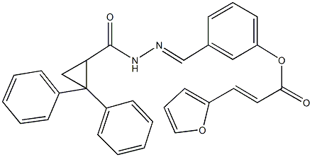 3-{2-[(2,2-diphenylcyclopropyl)carbonyl]carbohydrazonoyl}phenyl 3-(2-furyl)acrylate 结构式