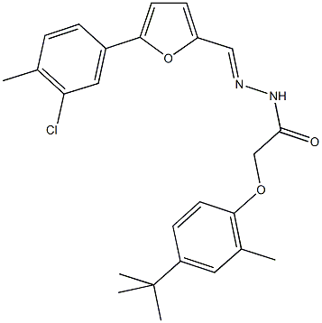 2-(4-tert-butyl-2-methylphenoxy)-N'-{[5-(3-chloro-4-methylphenyl)-2-furyl]methylene}acetohydrazide 结构式