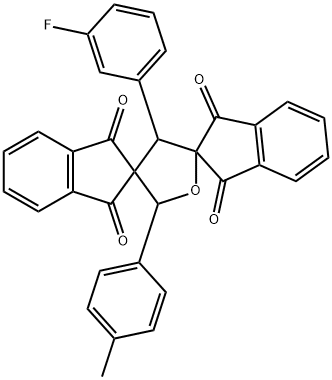 4-(3-fluorophenyl)-2-(4-methylphenyl)-2,3,4,5-tetrahydro-dispiro[1H-indene-2,3'-furan-5',2''-(1''H)-indene]-1,1'',3,3''(2H,2''H)-tetrone,352443-23-3,结构式
