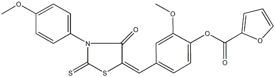 2-methoxy-4-{[3-(4-methoxyphenyl)-4-oxo-2-thioxo-1,3-thiazolidin-5-ylidene]methyl}phenyl 2-furoate Structure