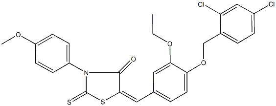 5-{4-[(2,4-dichlorobenzyl)oxy]-3-ethoxybenzylidene}-3-(4-methoxyphenyl)-2-thioxo-1,3-thiazolidin-4-one Struktur