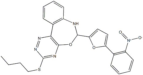 3-(butylsulfanyl)-6-(5-{2-nitrophenyl}-2-furyl)-6,7-dihydro[1,2,4]triazino[5,6-d][3,1]benzoxazepine,352445-80-8,结构式