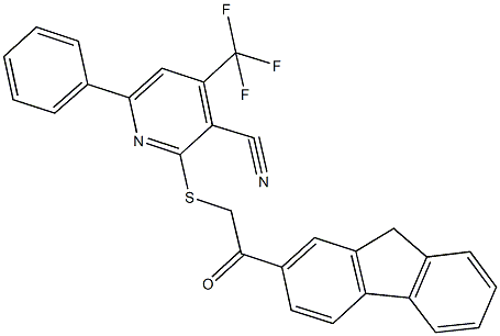 2-{[2-(9H-fluoren-2-yl)-2-oxoethyl]sulfanyl}-6-phenyl-4-(trifluoromethyl)nicotinonitrile,352446-16-3,结构式