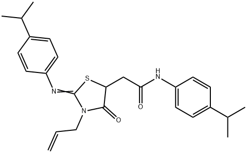 2-{3-allyl-2-[(4-isopropylphenyl)imino]-4-oxo-1,3-thiazolidin-5-yl}-N-(4-isopropylphenyl)acetamide 结构式