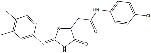 N-(4-chlorophenyl)-2-{2-[(3,4-dimethylphenyl)imino]-4-oxo-1,3-thiazolidin-5-yl}acetamide Structure