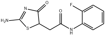 N-(2-fluorophenyl)-2-(2-imino-4-oxo-1,3-thiazolidin-5-yl)acetamide Structure