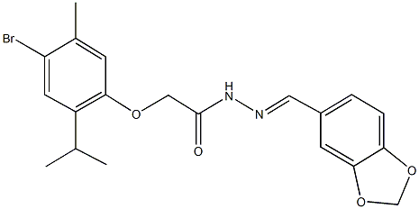 N'-(1,3-benzodioxol-5-ylmethylene)-2-(4-bromo-2-isopropyl-5-methylphenoxy)acetohydrazide Structure