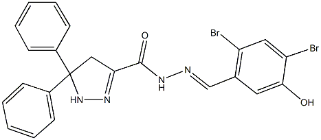 N'-(2,4-dibromo-5-hydroxybenzylidene)-5,5-diphenyl-4,5-dihydro-1H-pyrazole-3-carbohydrazide,352519-53-0,结构式