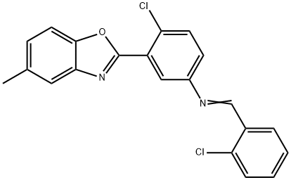 N-(2-chlorobenzylidene)-N-[4-chloro-3-(5-methyl-1,3-benzoxazol-2-yl)phenyl]amine,352519-90-5,结构式