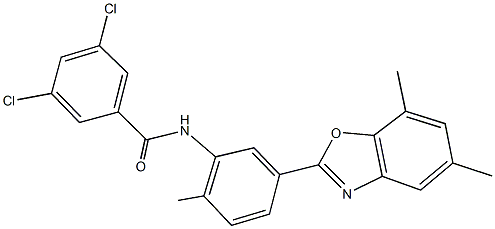 3,5-dichloro-N-[5-(5,7-dimethyl-1,3-benzoxazol-2-yl)-2-methylphenyl]benzamide Struktur