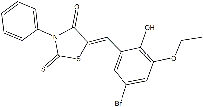 5-(5-bromo-3-ethoxy-2-hydroxybenzylidene)-3-phenyl-2-thioxo-1,3-thiazolidin-4-one,352520-18-4,结构式