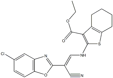 ethyl 2-{[2-(5-chloro-1,3-benzoxazol-2-yl)-2-cyanovinyl]amino}-4,5,6,7-tetrahydro-1-benzothiophene-3-carboxylate,352520-42-4,结构式