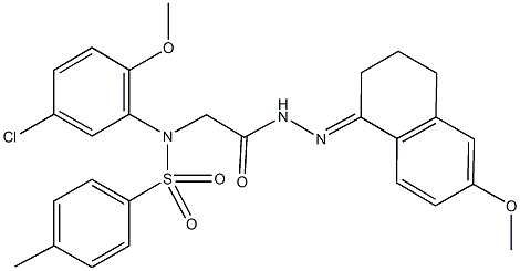 N-(5-chloro-2-methoxyphenyl)-N-{2-[2-(6-methoxy-3,4-dihydro-1(2H)-naphthalenylidene)hydrazino]-2-oxoethyl}-4-methylbenzenesulfonamide 结构式