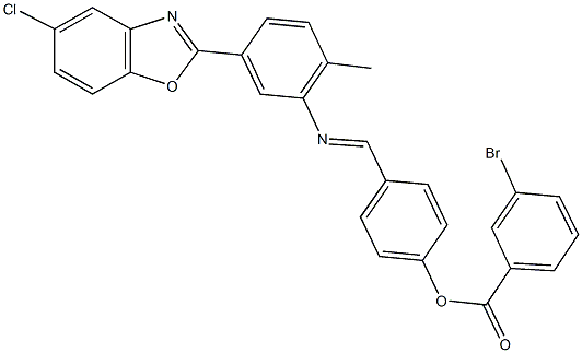 4-({[5-(5-chloro-1,3-benzoxazol-2-yl)-2-methylphenyl]imino}methyl)phenyl 3-bromobenzoate,352522-94-2,结构式