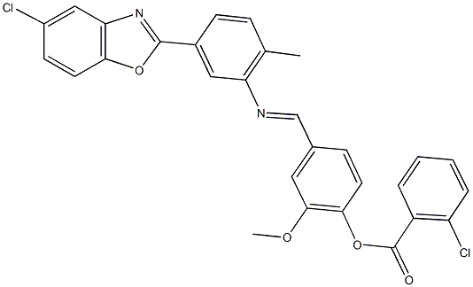 4-({[5-(5-chloro-1,3-benzoxazol-2-yl)-2-methylphenyl]imino}methyl)-2-methoxyphenyl 2-chlorobenzoate,352522-95-3,结构式