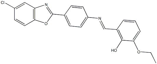 2-({[4-(5-chloro-1,3-benzoxazol-2-yl)phenyl]imino}methyl)-6-ethoxyphenol 化学構造式