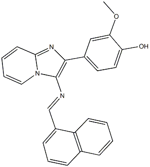 2-methoxy-4-{3-[(1-naphthylmethylene)amino]imidazo[1,2-a]pyridin-2-yl}phenol 化学構造式