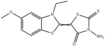 3-amino-5-(3-ethyl-5-methoxy-1,3-benzothiazol-2(3H)-ylidene)-2-thioxo-1,3-thiazolidin-4-one Struktur