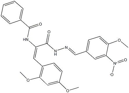 N-{2-(2,4-dimethoxyphenyl)-1-[(2-{3-nitro-4-methoxybenzylidene}hydrazino)carbonyl]vinyl}benzamide Structure