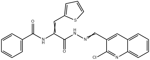 N-[1-({2-[(2-chloro-3-quinolinyl)methylene]hydrazino}carbonyl)-2-(2-thienyl)vinyl]benzamide Structure