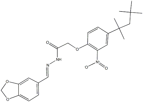 N'-(1,3-benzodioxol-5-ylmethylene)-2-[2-nitro-4-(1,1,3,3-tetramethylbutyl)phenoxy]acetohydrazide Structure