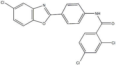 2,4-dichloro-N-[4-(5-chloro-1,3-benzoxazol-2-yl)phenyl]benzamide 化学構造式