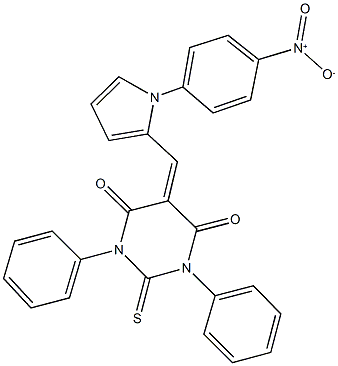 5-[(1-{4-nitrophenyl}-1H-pyrrol-2-yl)methylene]-1,3-diphenyl-2-thioxodihydro-4,6(1H,5H)-pyrimidinedione 结构式