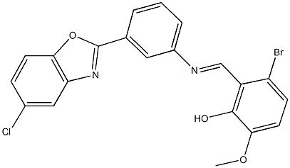 3-bromo-2-({[3-(5-chloro-1,3-benzoxazol-2-yl)phenyl]imino}methyl)-6-methoxyphenol,352532-15-1,结构式