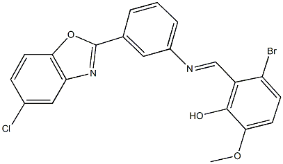 3-bromo-2-({[3-(5-chloro-1,3-benzoxazol-2-yl)phenyl]imino}methyl)-6-methoxyphenol Structure