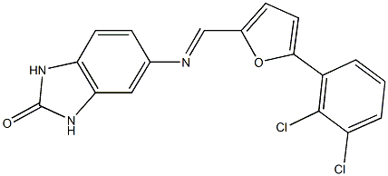 5-({[5-(2,3-dichlorophenyl)-2-furyl]methylene}amino)-1,3-dihydro-2H-benzimidazol-2-one Struktur