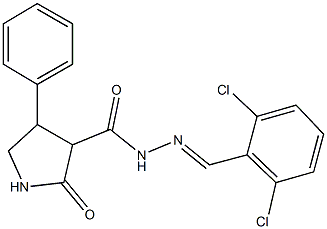 N'-(2,6-dichlorobenzylidene)-2-oxo-4-phenyl-3-pyrrolidinecarbohydrazide Struktur