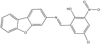4-chloro-2-[(dibenzo[b,d]furan-3-ylimino)methyl]-6-nitrophenol 结构式