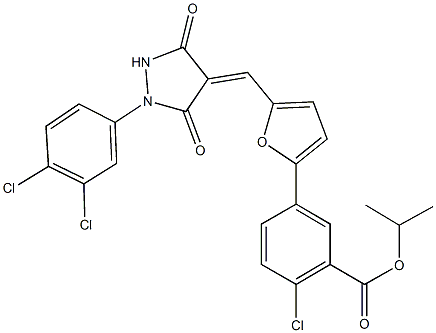 isopropyl 2-chloro-5-(5-{[1-(3,4-dichlorophenyl)-3,5-dioxo-4-pyrazolidinylidene]methyl}-2-furyl)benzoate Structure
