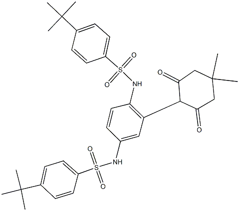 4-tert-butyl-N-[4-{[(4-tert-butylphenyl)sulfonyl]amino}-2-(4,4-dimethyl-2,6-dioxocyclohexyl)phenyl]benzenesulfonamide Structure