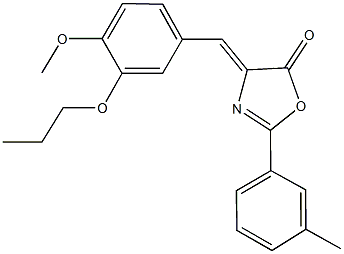 4-(4-methoxy-3-propoxybenzylidene)-2-(3-methylphenyl)-1,3-oxazol-5(4H)-one 化学構造式