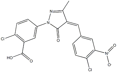 2-chloro-5-(4-{4-chloro-3-nitrobenzylidene}-3-methyl-5-oxo-4,5-dihydro-1H-pyrazol-1-yl)benzoic acid Structure