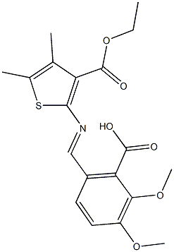 6-({[3-(ethoxycarbonyl)-4,5-dimethyl-2-thienyl]imino}methyl)-2,3-dimethoxybenzoic acid Struktur