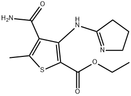 ethyl 4-(aminocarbonyl)-5-methyl-3-(2-pyrrolidinylideneamino)-2-thiophenecarboxylate Structure