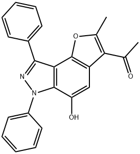 1-(5-hydroxy-2-methyl-6,8-diphenyl-6H-furo[2,3-e]indazol-3-yl)ethanone,352548-78-8,结构式