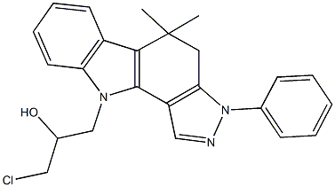 1-chloro-3-(5,5-dimethyl-3-phenyl-4,5-dihydropyrazolo[4,3-a]carbazol-10(3H)-yl)-2-propanol,352549-84-9,结构式