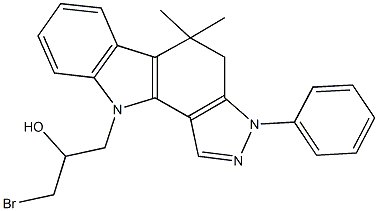 1-bromo-3-(5,5-dimethyl-3-phenyl-4,5-dihydropyrazolo[4,3-a]carbazol-10(3H)-yl)-2-propanol Structure