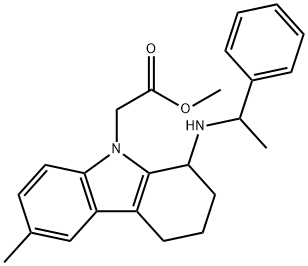 methyl {6-methyl-1-[(1-phenylethyl)amino]-1,2,3,4-tetrahydro-9H-carbazol-9-yl}acetate 化学構造式